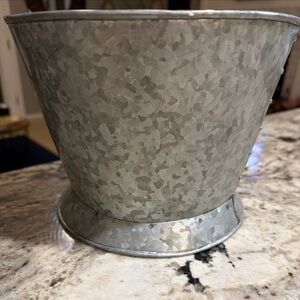 Vintage Pottery Barn Split Galvanized Buckets Flower Pot 9x7”  Set Of 2